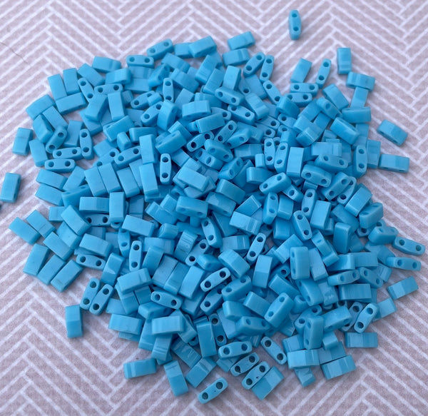Opaque Turquoise Blue Miyuki Half Tila Beads 8 grams TLH413