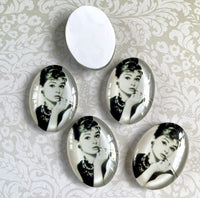 Audrey Hepburn Glass Cabochons Pack of 10