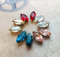 Cerulean Marquise Sew On Rhinestone Cabochons Pack of 10