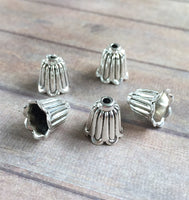 Flower Bell Bead Caps Antique Silver Pack of 20