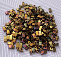 Metallic Gold Iris Miyuki Half Tila Beads 8 grams TLH462