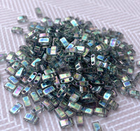 Dark Transparent Grey Rainbow Luster Miyuki Half Tila Beads 8 grams TLH2440D  Edit alt text