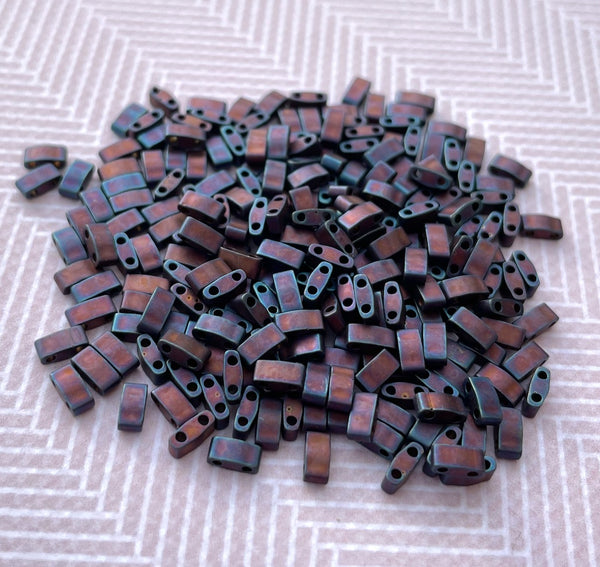 Matte Metallic Dark Raspberry Iris Miyuki Half Tila Beads 8 grams TLH2005