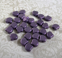 Jet Metallic Suede Purple Ginko Duo Beads by Matubo pack of 35 beads