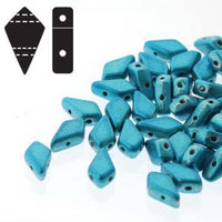 Aqua Metalust Kite Beads 2 Hole Glass Beads 10 grams