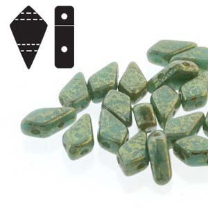 KT9563120-15495 Kite Beads 2 Hole Glass Beads Turquoise Green Lumi 10 grams