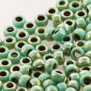 Turquoise Green Picasso Glass Beads Matubo 8/0