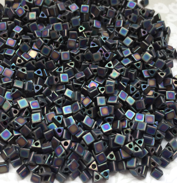 Matte Black AB Miyuki Sharp Triangle 8/0 Japanese Beads 10 grams