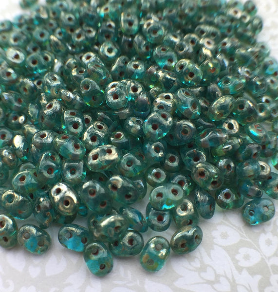 Aqua Picasso Superduo Beads by Matubo 20 grams