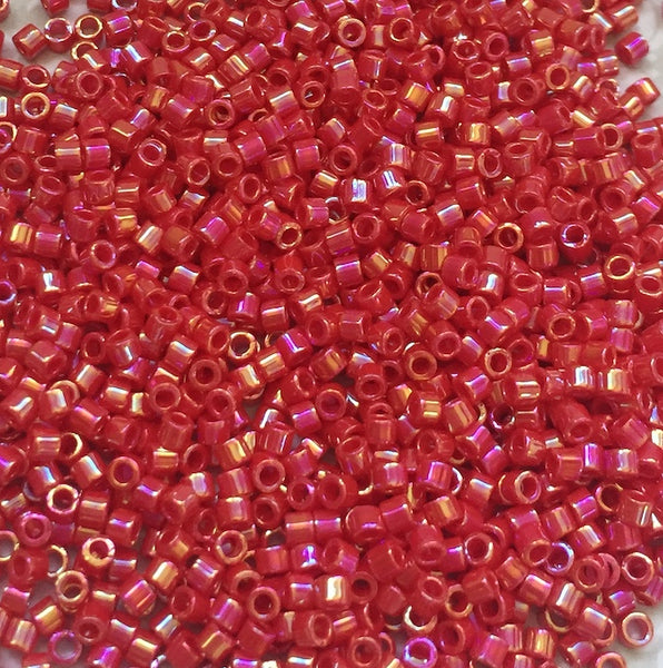 Opaque Red AB Miyuki 10/0 Delica Beads 10 grams DBM0162