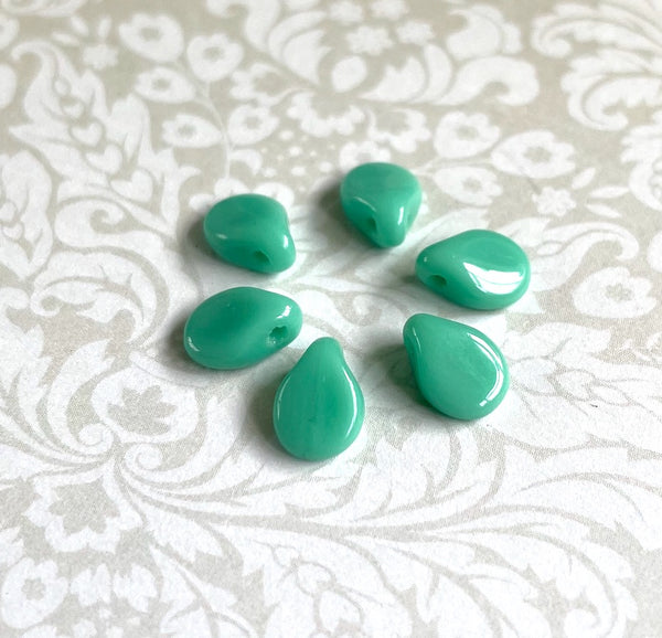 Opaque Green Pip Beads Czech Glass Pack of 20