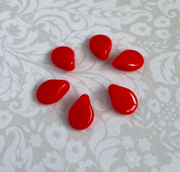 Opaque Red Pip Beads Czech Glass Beads Pack of 20