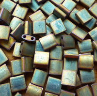 Matte Metallic Khaki Iris Tila Beads 8 grams TL2035
