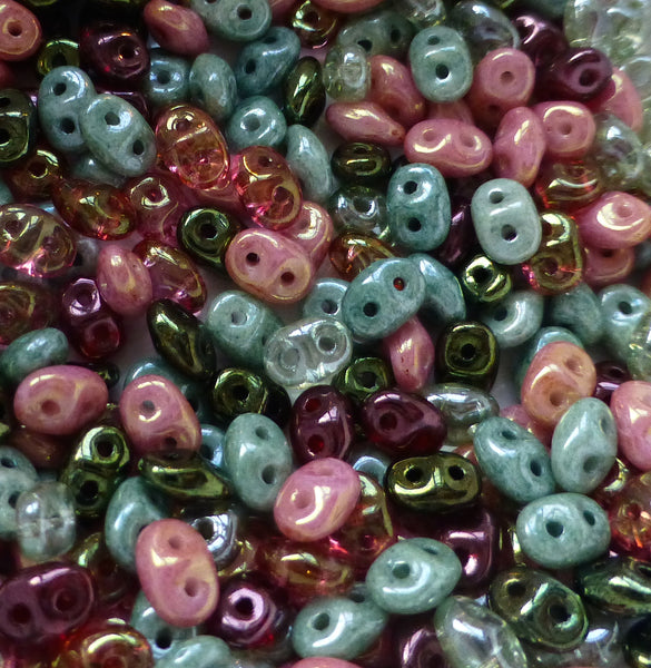 Antique Roses Mix Superduo Beads Czech Glass by Matubo 20 grams DU05MIX104