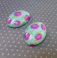 Blue and Pink Glass Cabochon 25x18 mm Pack of 10