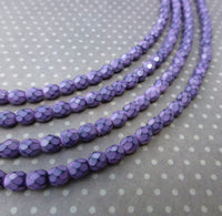 6-FPR0439061 Fire Polished Snake Beads 4mm Lilac Strand of 38