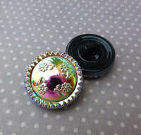 Czech Handmade Glass Button Purple Luster Pack of 2