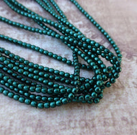 Deep Emerald 2mm Faux Pearl Beads Mini Glass Pearls Strand of 150