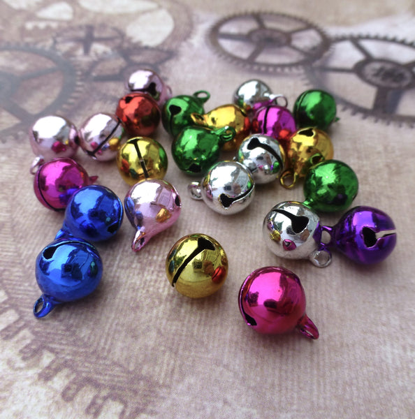 Colourful 10mm Jingle Bells with Loop Pack of 30