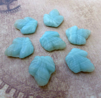Blue Leaves Glass Beads Pack of 20