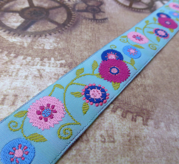 Floral Suzani Blue Ribbon by LFN Textiles 1 Meter