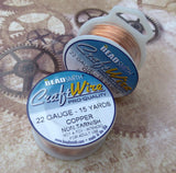  CW22R-CP-15 Pro Quality Non Tarnish 22 Gauge Copper Craft Wire by Beadsmith