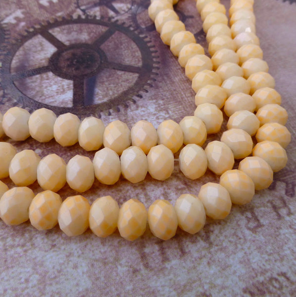 Strand of 26 Rondelle Glass Beads Peach