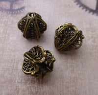 Antiqued Brass Art Nouveau Filigree Bead Caps Pack of 2