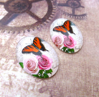 Cabochon with Red Butterfly Pack of 10