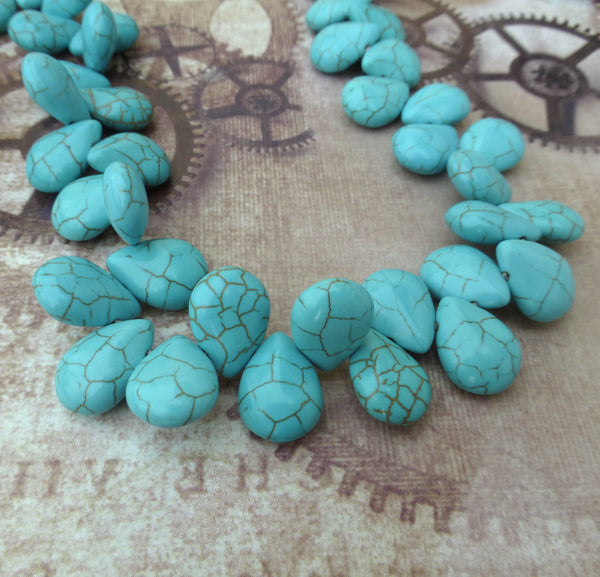 Top-drilled Turquoise Teardrops Beads Strand of 55