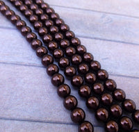 Bronze 6mm Round Czech Glass Pearls Strand of 75 beads