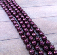 Burgundy 6mm Round Czech Glass Pearls Strand of 75 beads