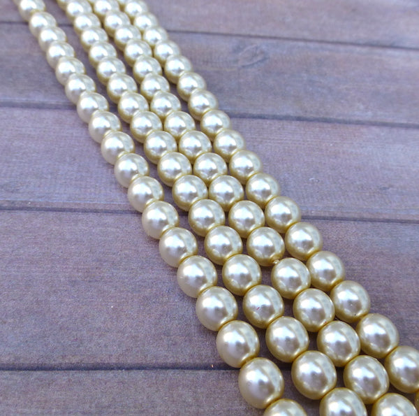 Cream 6mm Round Czech Glass Pearls Strand of 75 beads