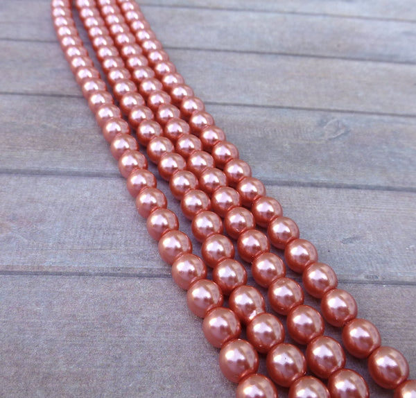 Blush 6mm Round Czech Glass Pearls Strand of 75 beads