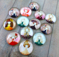 Glass Round 20 mm Cabochons with Dolls Pack of 20