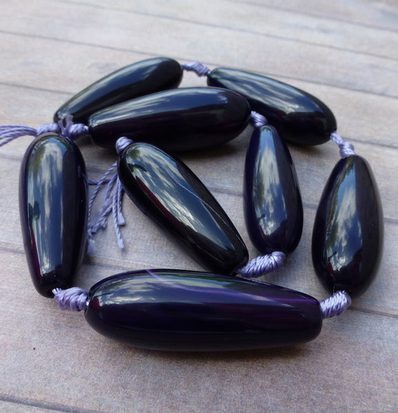 Dyed Agate Beads Large Teardrops Dark Purple Pack of 4