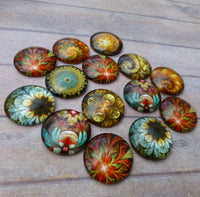 Glass Round 18 mm Cabochons Mystical Mix Pack of 10