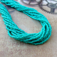 Green Turquoise Glass 13/0 Seed Beads Charlotte 6 Strands