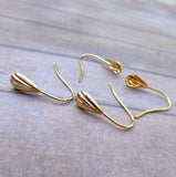 Gold Plated Earring Ear Wires with Shell and Loop Pack of 10