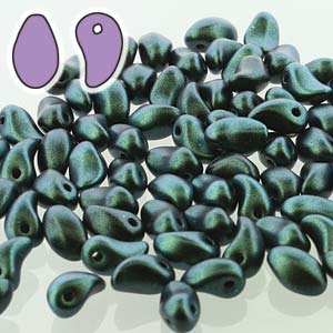 Polychrome Viridian Lily Petal Glass Beads 7 grams
