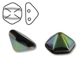 Jet Vitrail Pyramid Hex Glass 2hole Beads Strand of 12