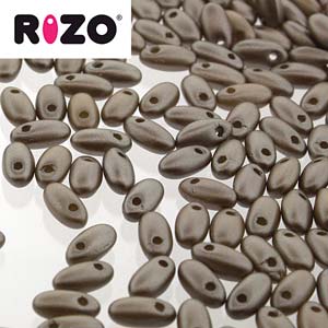 Pastel Light Brown Coco Rizo Beads Czech Glass 21 grams RZ256-25005