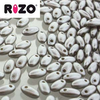 Pastel Light Grey Silver Rizo Beads Czech Glass 22 grams RZ256-25028 