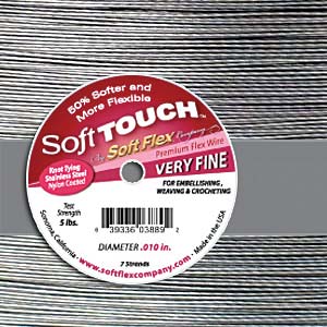 STW01010SLV Soft Touch Satin Silver Very Fine Beading Wire 10 ft Spool