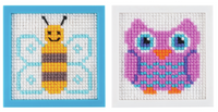 My First Cross Stitch Kit Owl & Bee Designs Including Frames