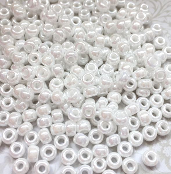 White Ceylon Miyuki 6/0 Seed Beads 20 grams 6-0528