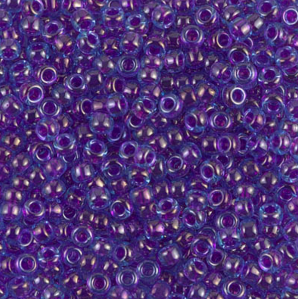 Fuchsia Lined Aqua Luster Miyuki 8/0 Seed Beads 20 grams 8-0352