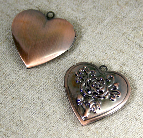 Antique Copper Heart Locket Pendant Keepsake Pack of 2