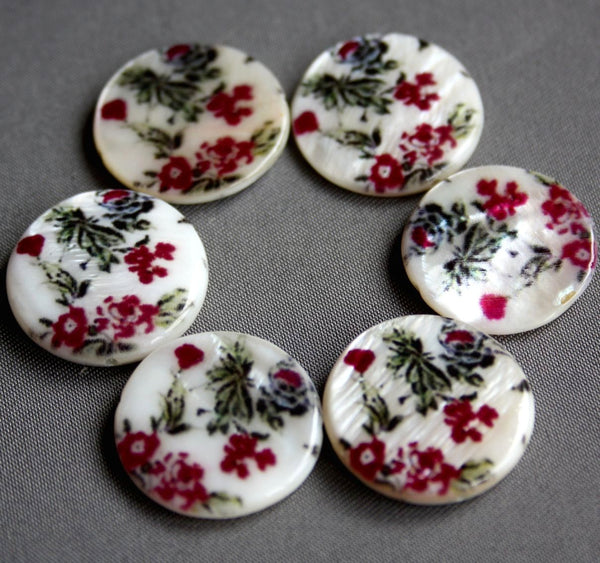 Pack of 6 - Shell Printed Round Beads 20mm