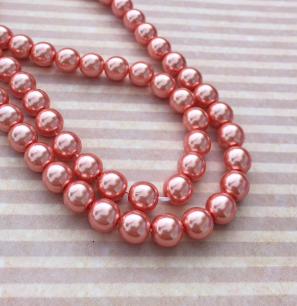 Blush Round Czech Glass Pearls 8 mm Strand of 35 beads